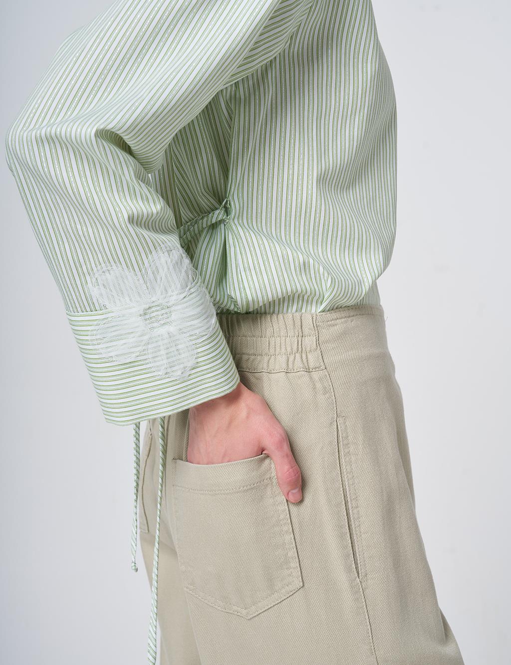 Fluid Denim Pants Moss Green