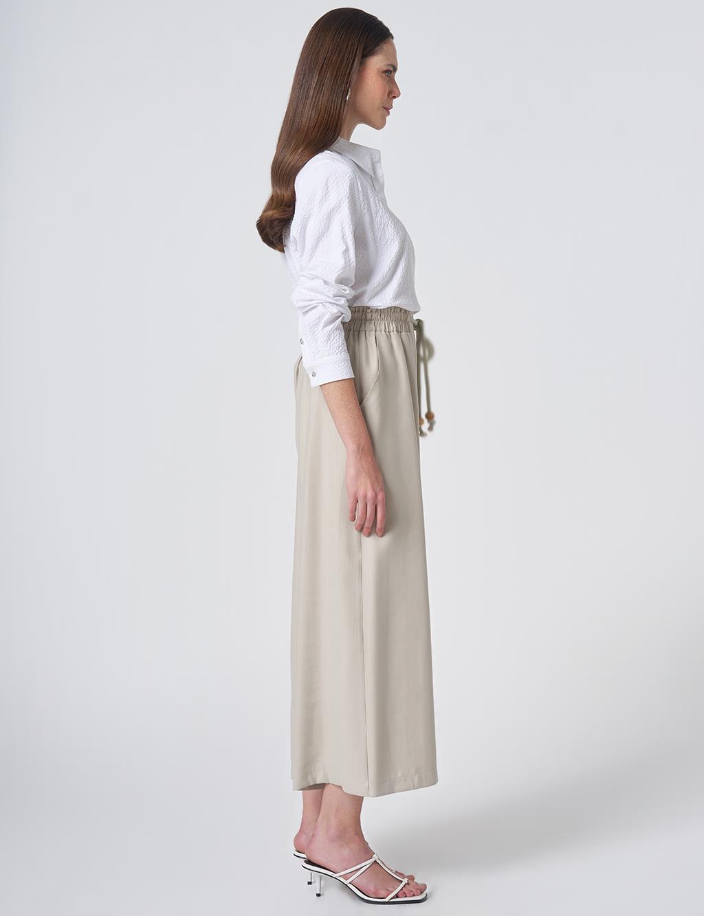 Lace-Up Rayon Pants - Moss Green