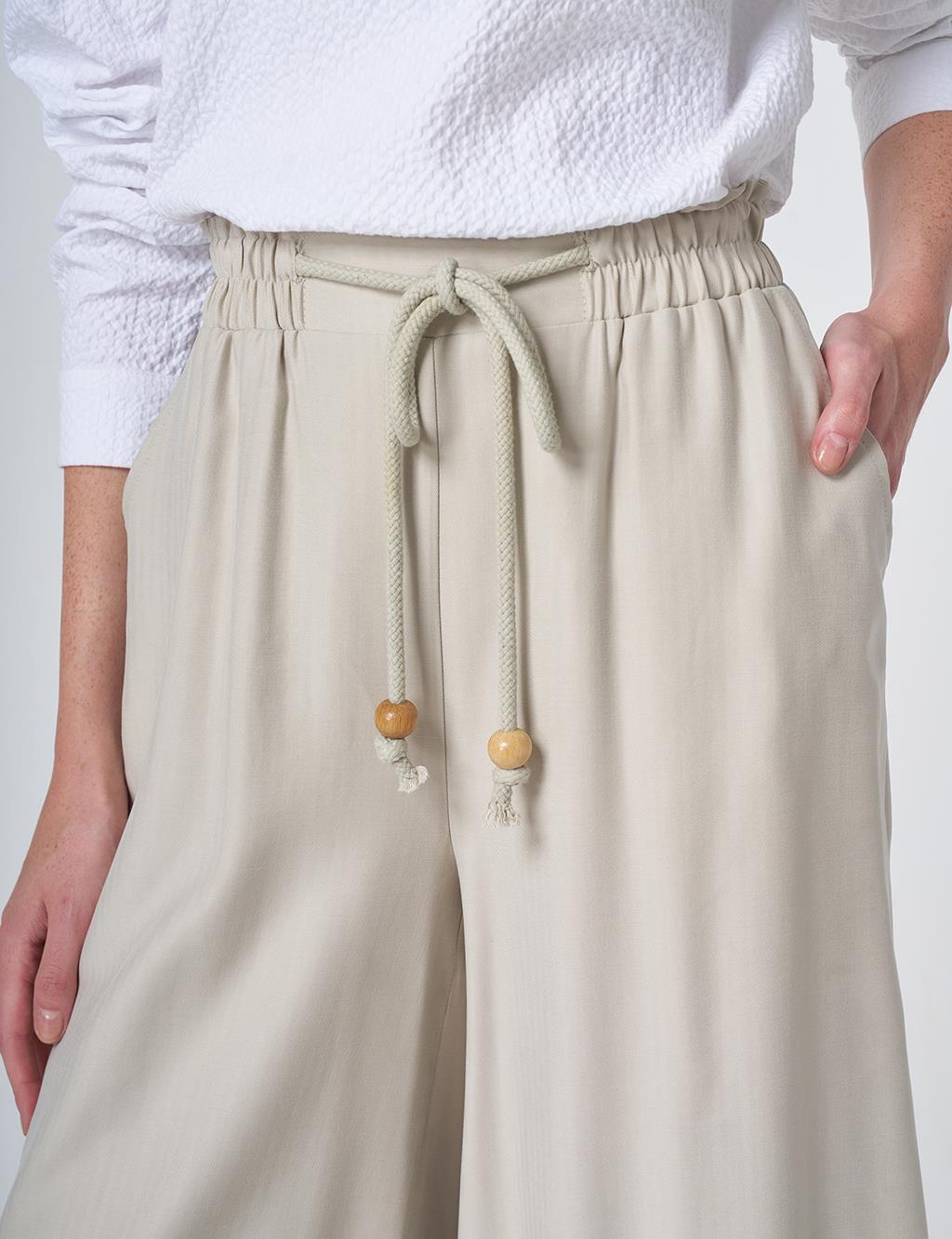 Lace-Up Rayon Pants - Moss Green