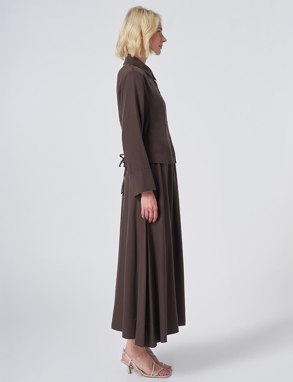 100% Lyocell Skirt Set - Dark Brown