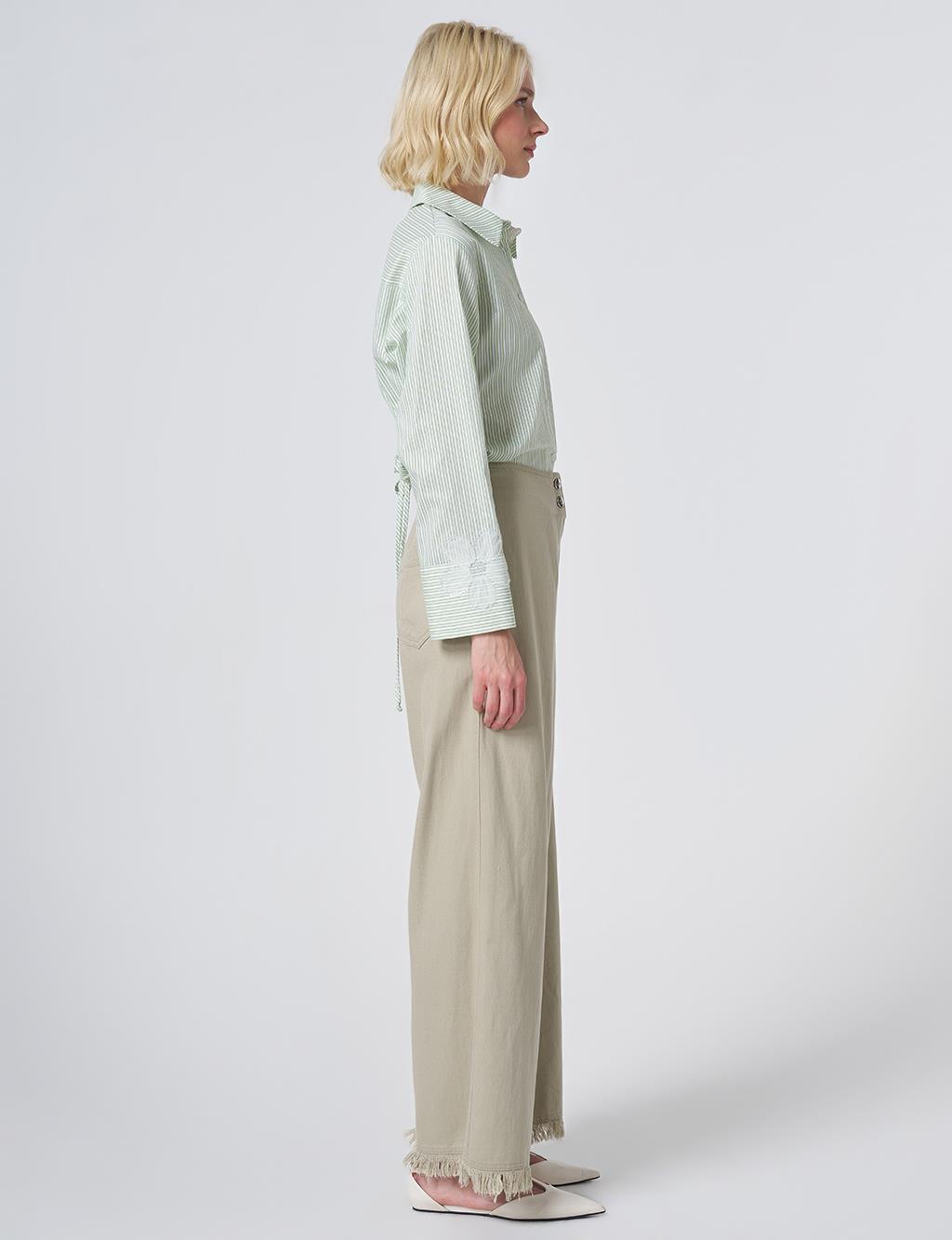 Fluid Denim Pants Moss Green