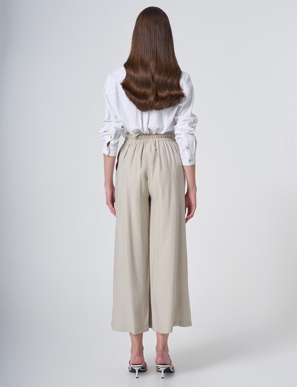 Lace-Up Rayon Pants - Moss Green