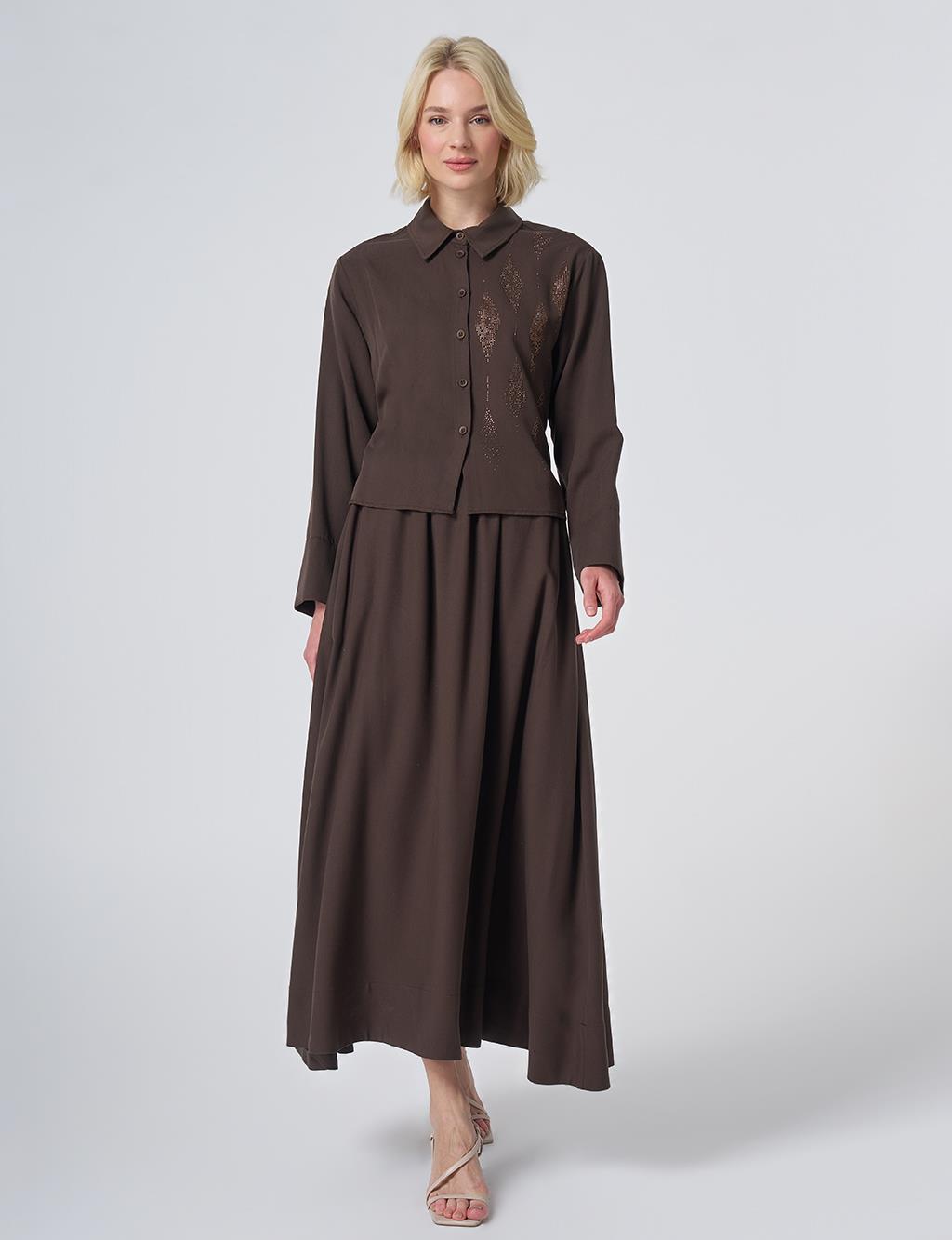 100% Lyocell Skirt Set - Dark Brown