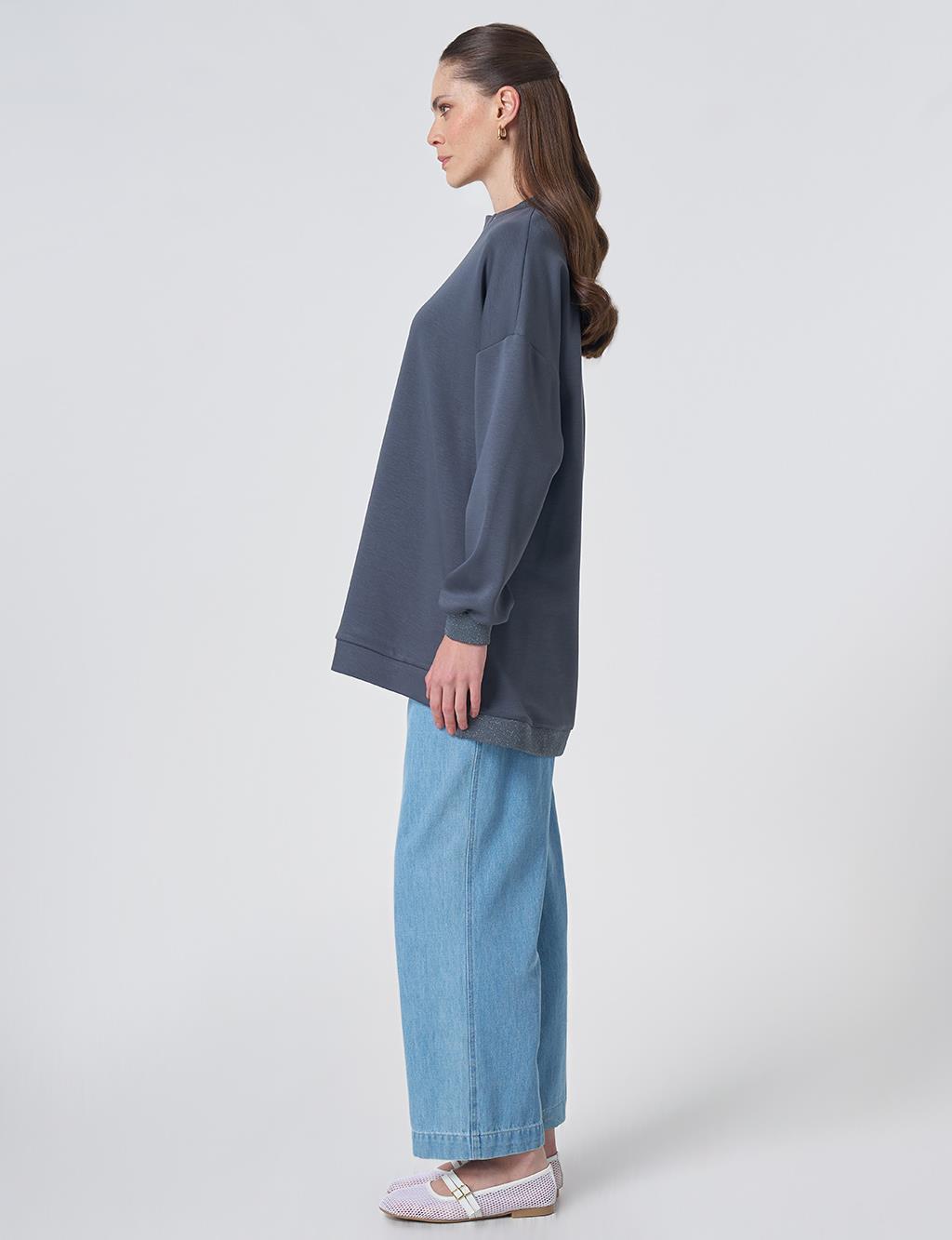 Drop Shoulder Rayon Sweatshirt - Ocean Blue