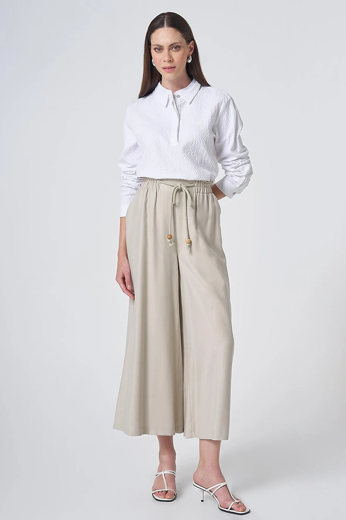 Lace-Up Rayon Pants - Moss Green