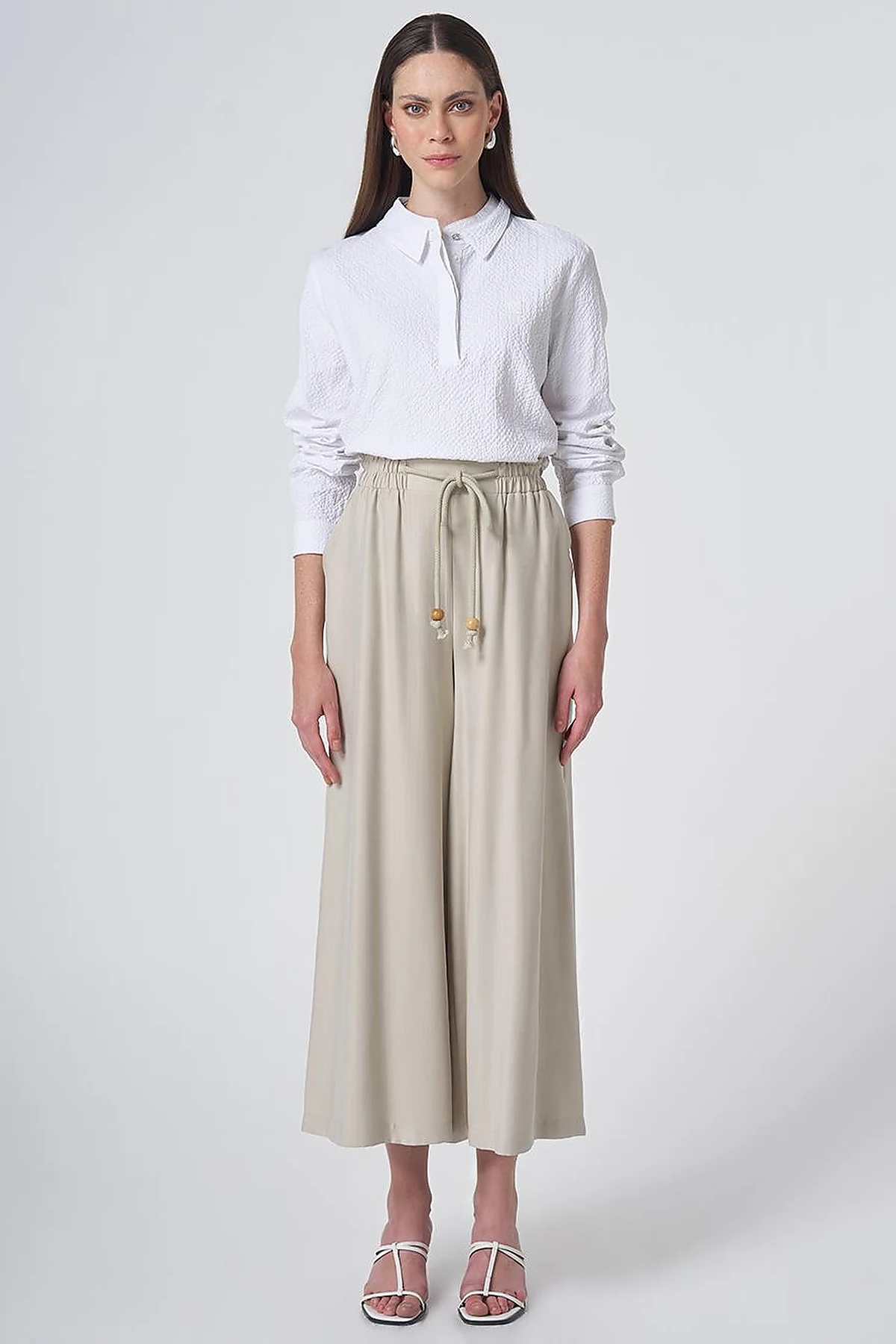 Lace-Up Rayon Pants - Moss Green