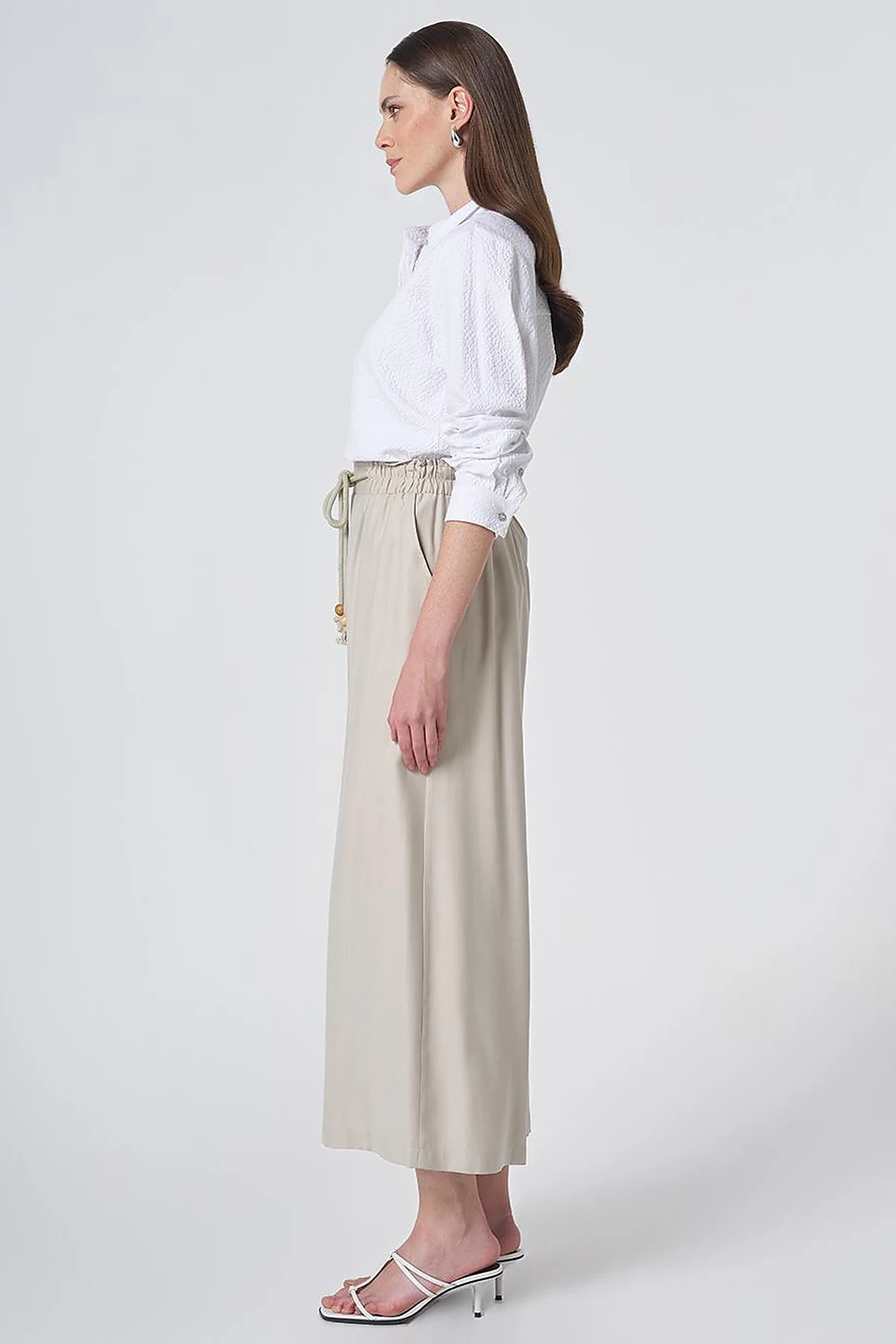 Lace-Up Rayon Pants - Moss Green