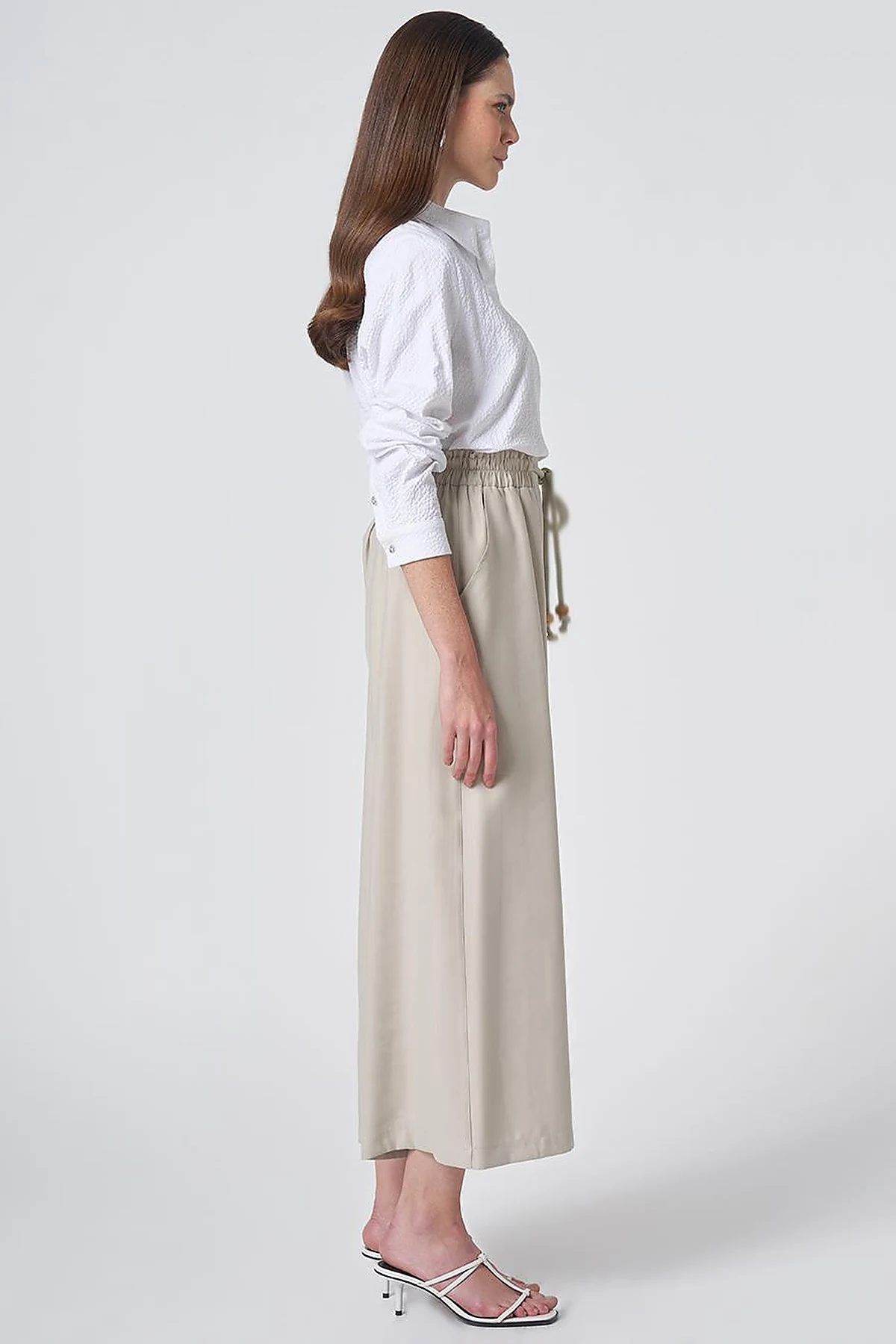 Lace-Up Rayon Pants - Moss Green