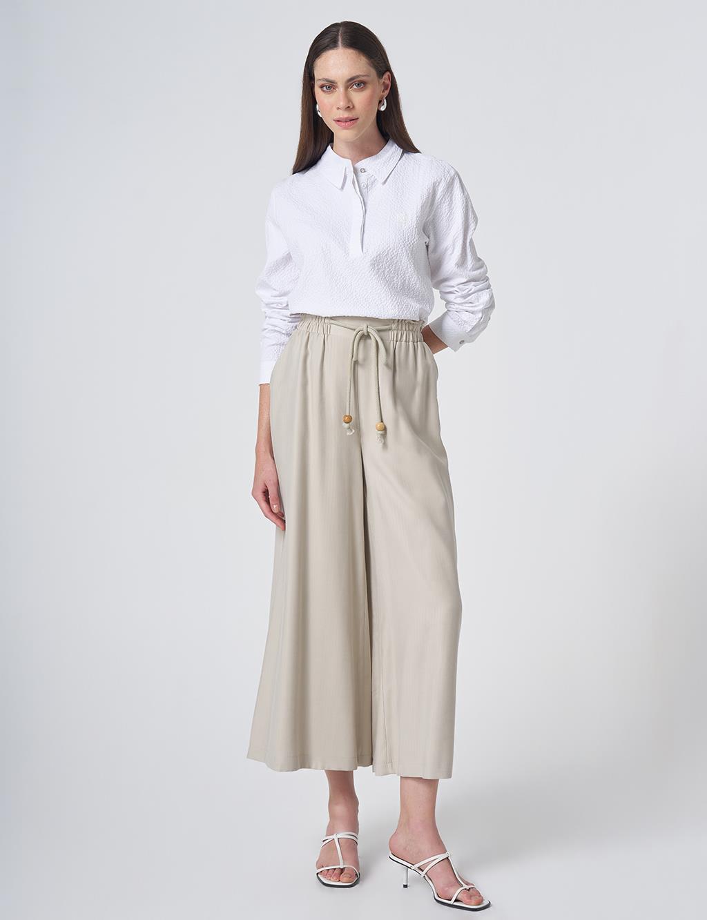 Lace-Up Rayon Pants - Moss Green