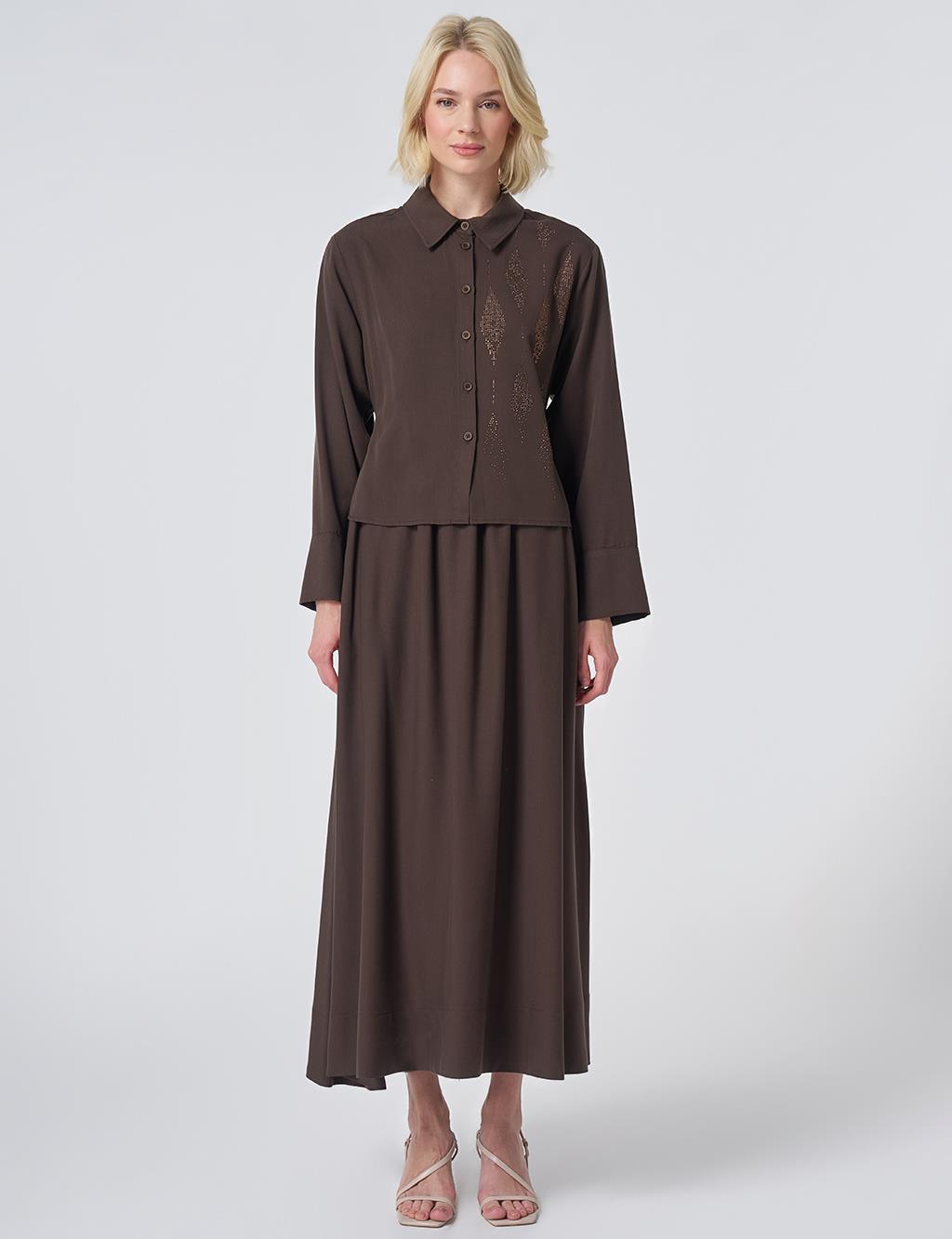 100% Lyocell Skirt Set - Dark Brown
