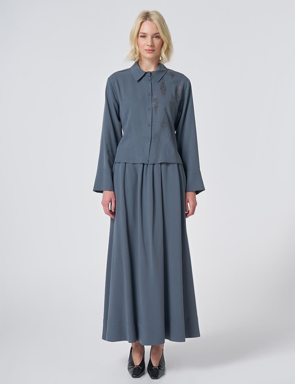 100% Lyocell Skirt Set - Ocean Blue