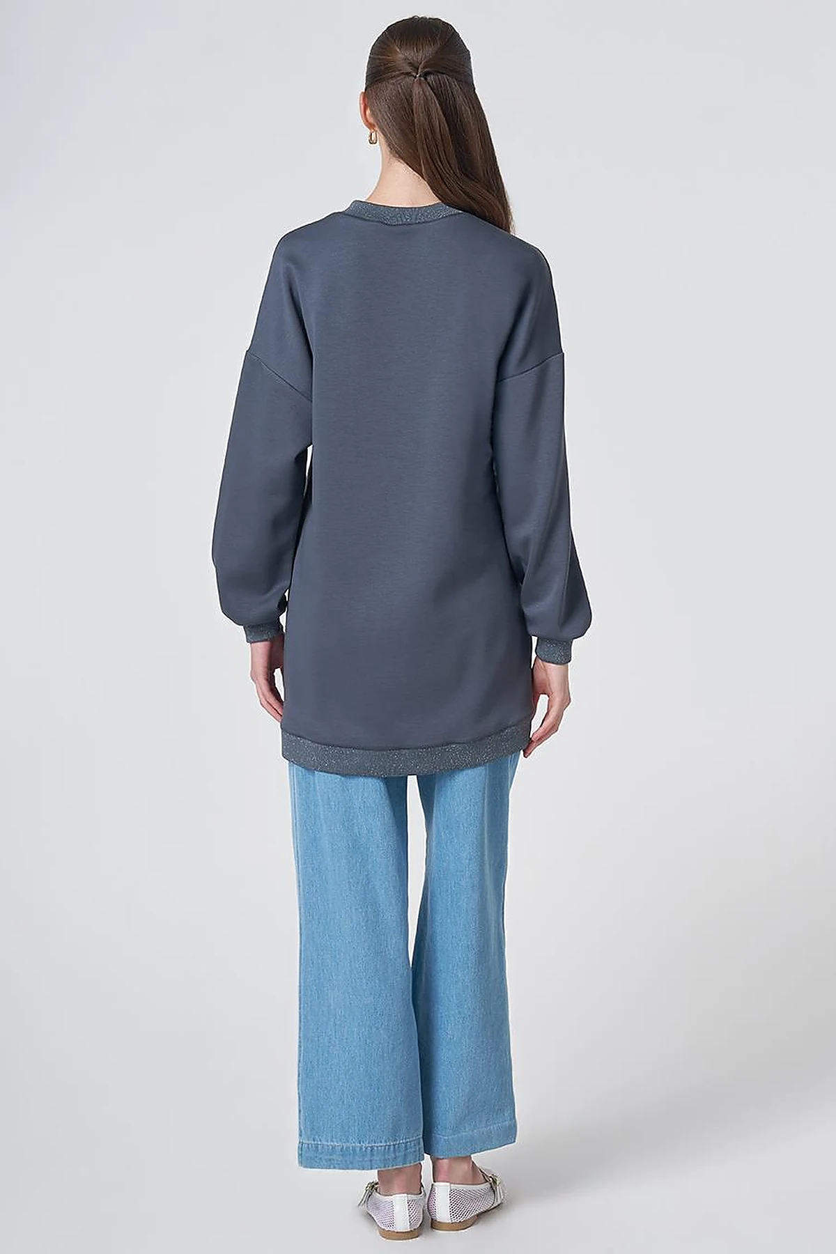 Drop Shoulder Rayon Sweatshirt - Ocean Blue