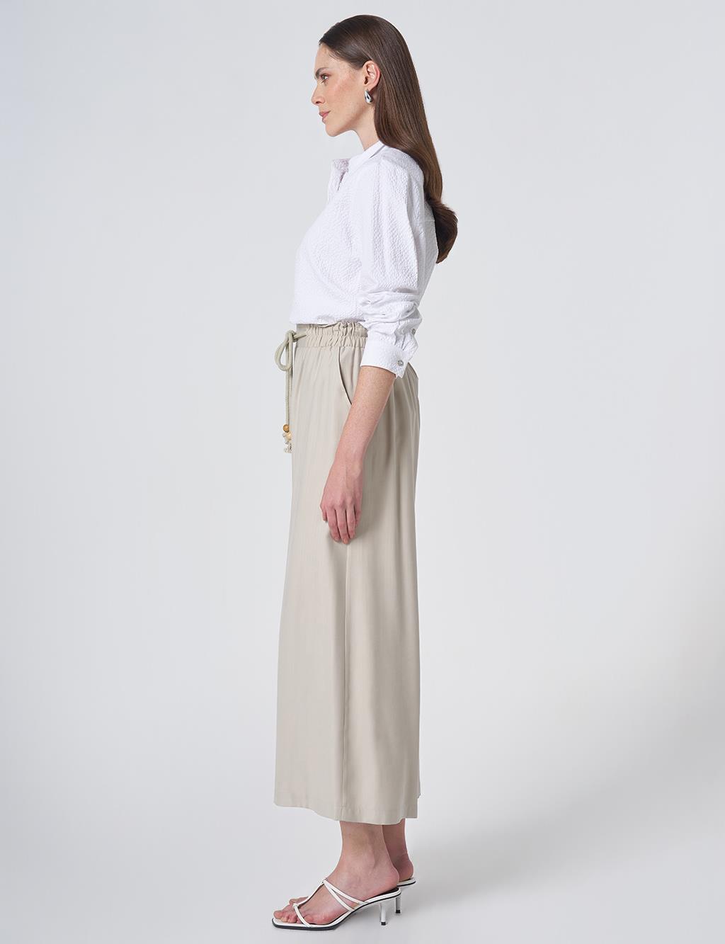 Lace-Up Rayon Pants - Moss Green