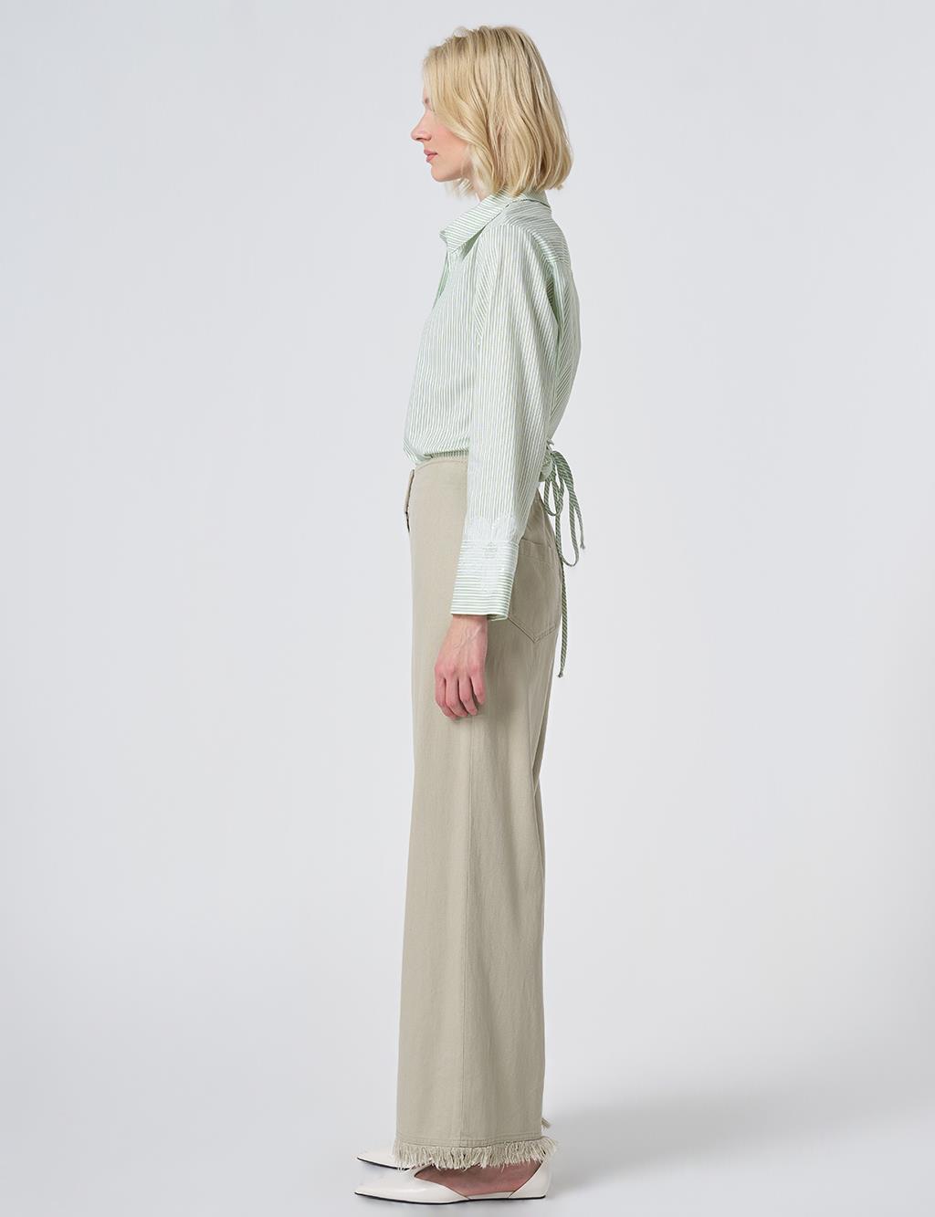Fluid Denim Pants Moss Green