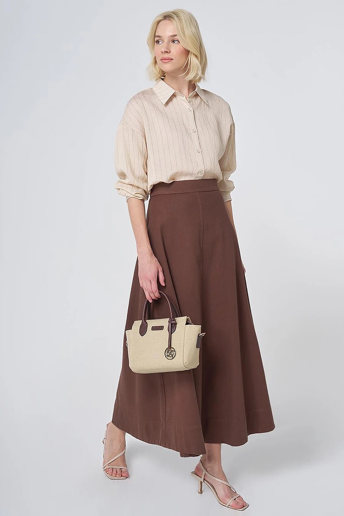 Punto-Stitched Non-Denim Skirt Chocolate