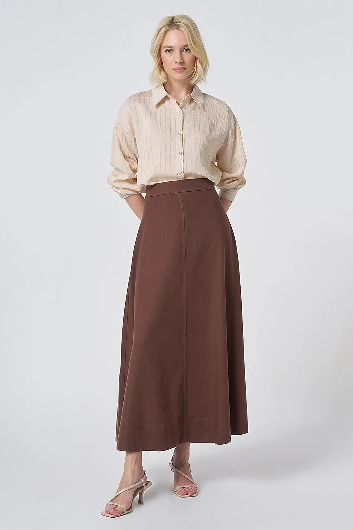 Punto-Stitched Non-Denim Skirt Chocolate