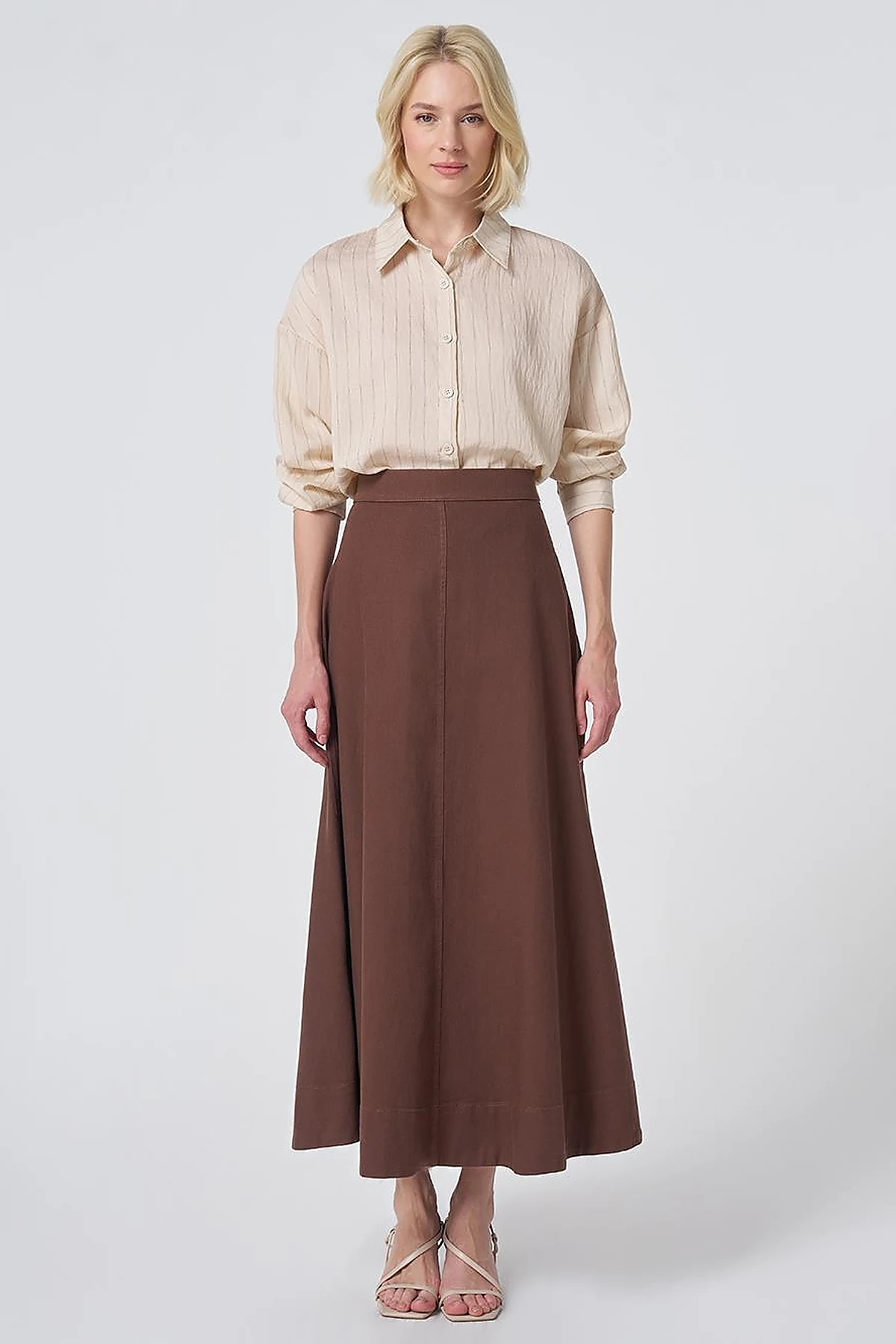 Punto-Stitched Non-Denim Skirt Chocolate