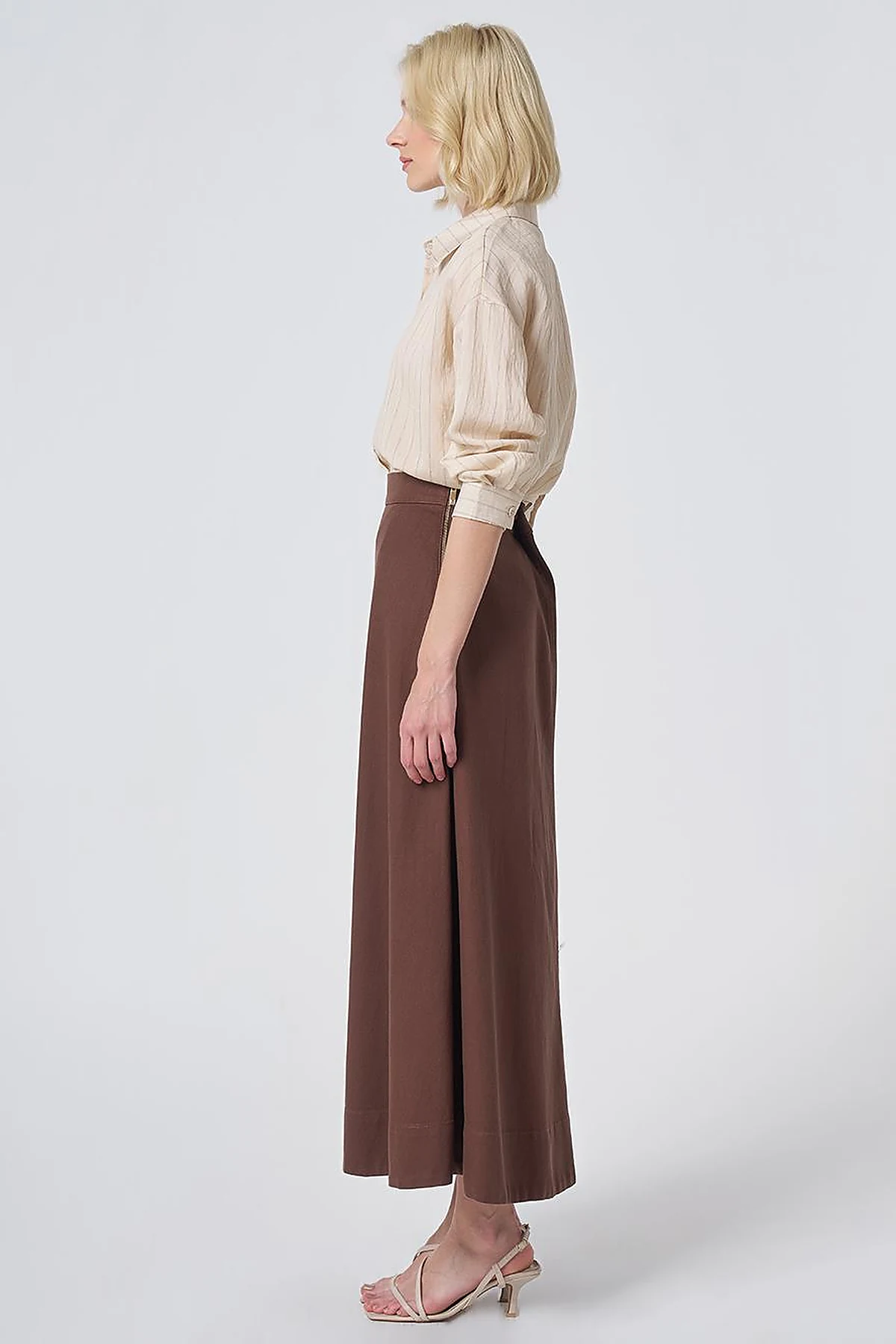 Punto-Stitched Non-Denim Skirt Chocolate