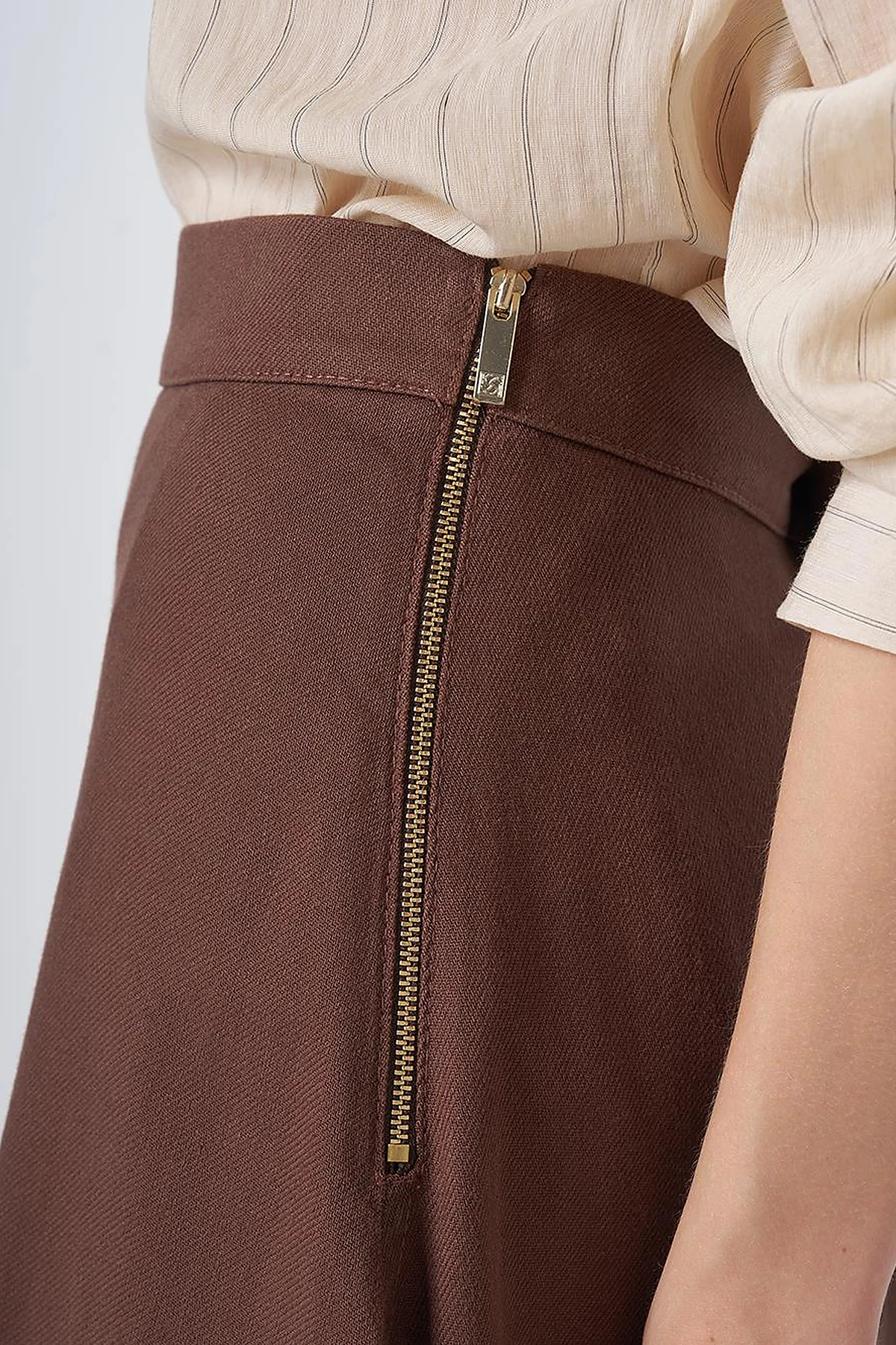 Punto-Stitched Non-Denim Skirt Chocolate