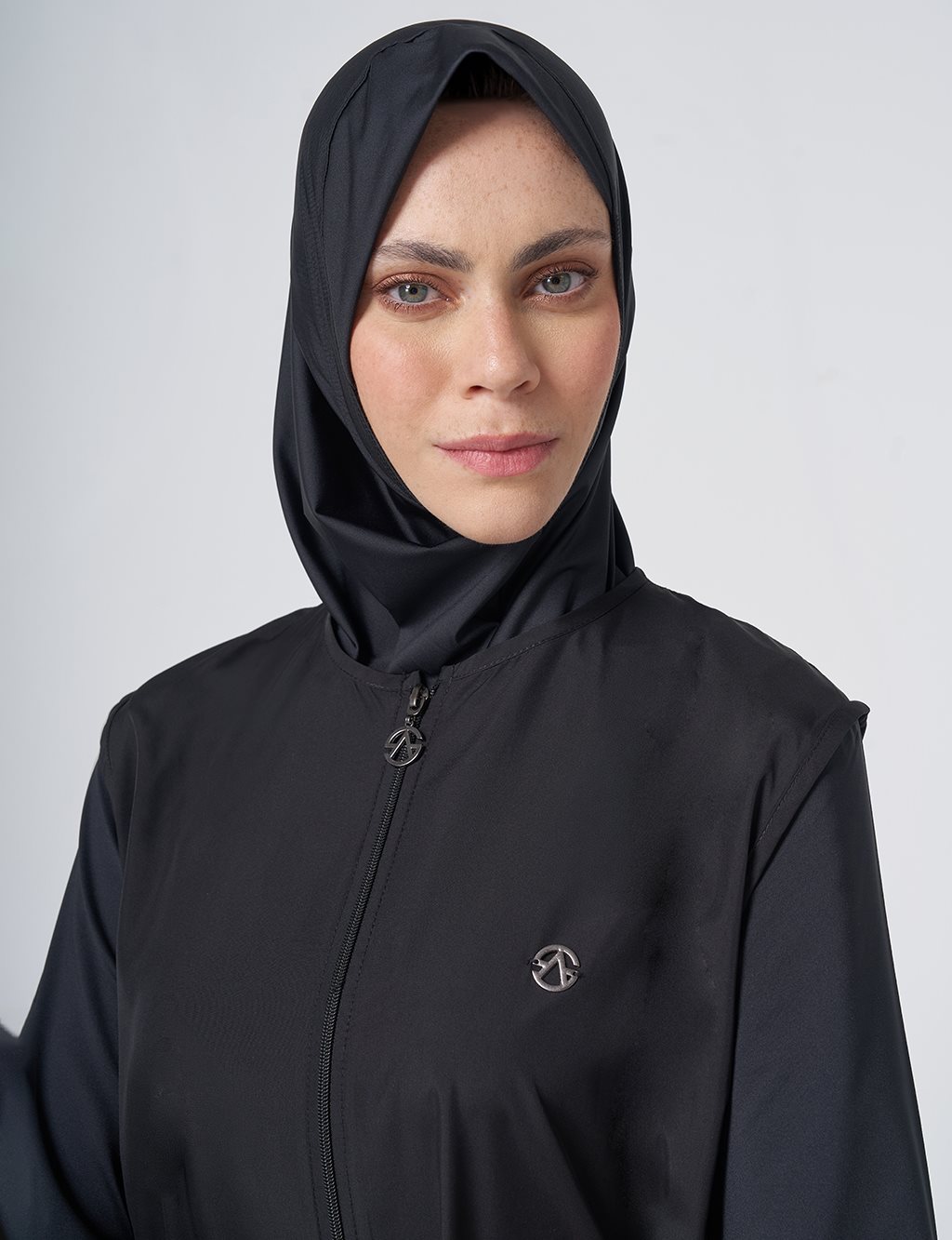 Ruched Detail Modest Swimsuit - Black