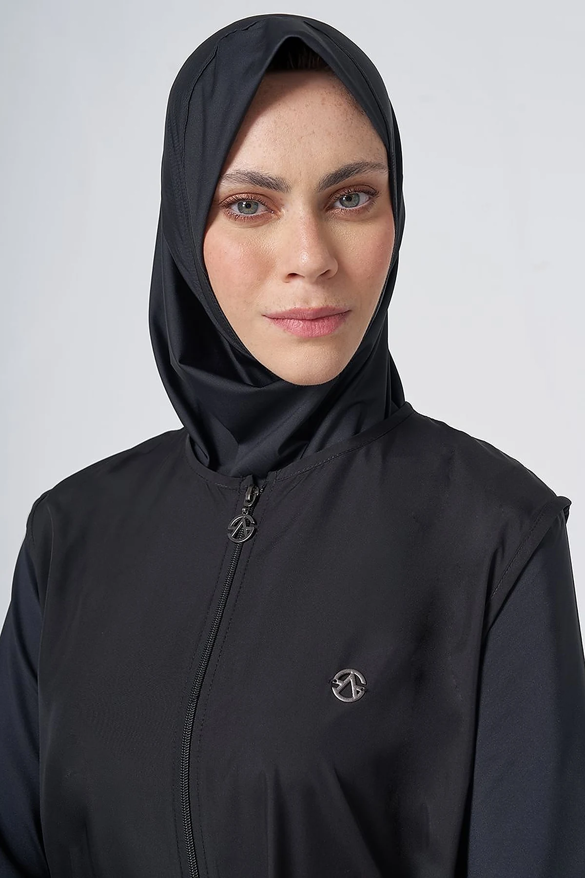 Ruched Detail Modest Swimsuit - Black
