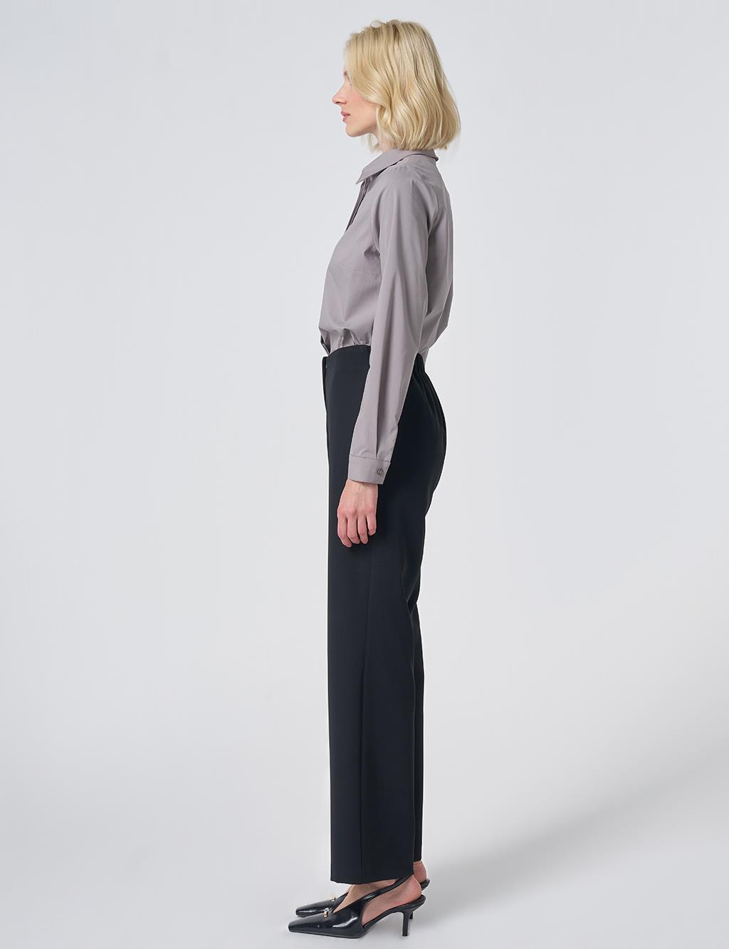 Basic Fabric Trousers - Black