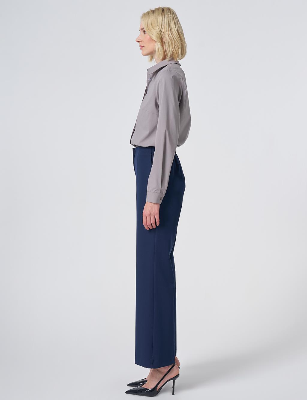 Basic Fabric Trousers - Navy