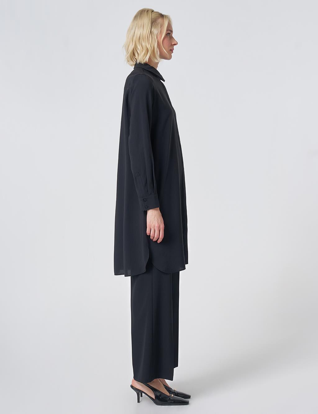 Hidden Placket Basic Modal Tunic – Black