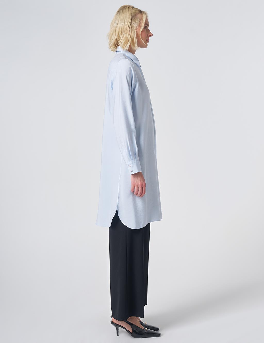 Hidden Placket Basic Modal Tunic – Blue
