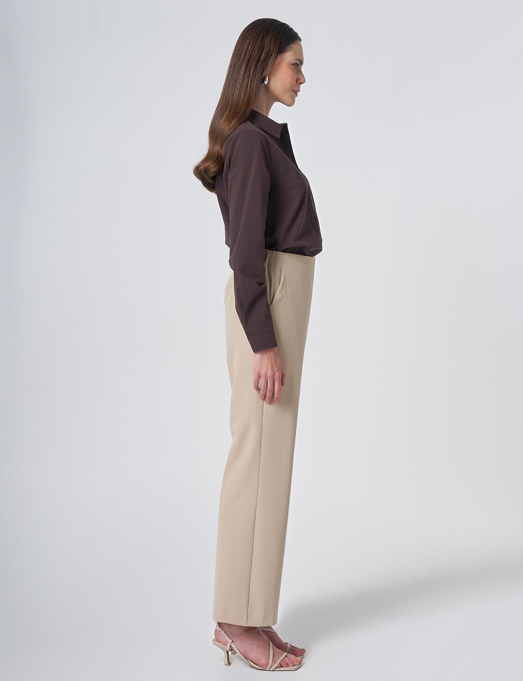 Basic Fabric Trousers - Stone