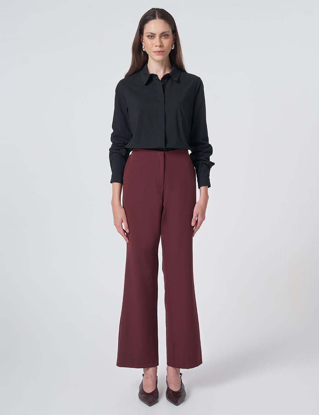 Basic Fabric Trousers - Burgundy