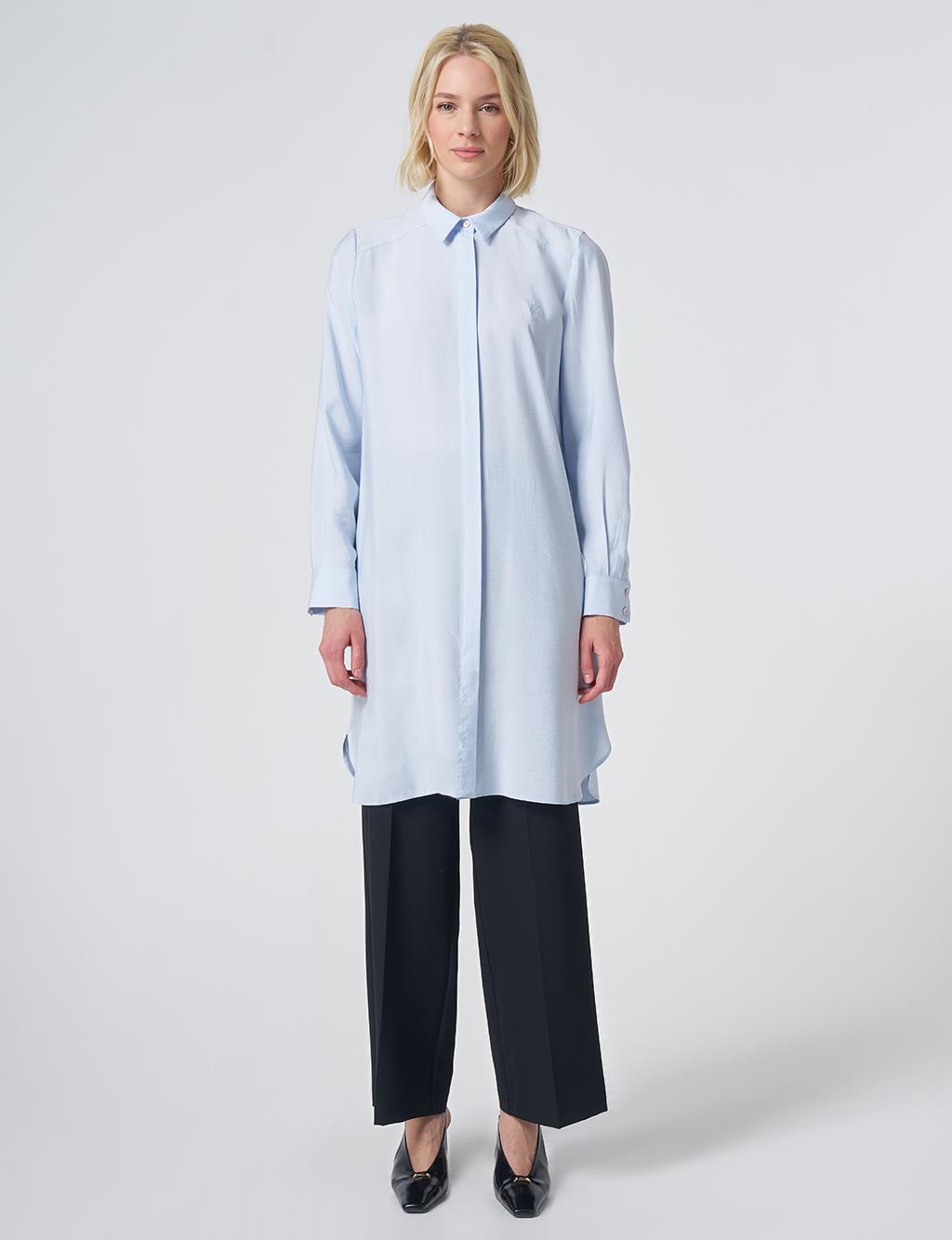 Hidden Placket Basic Modal Tunic – Blue