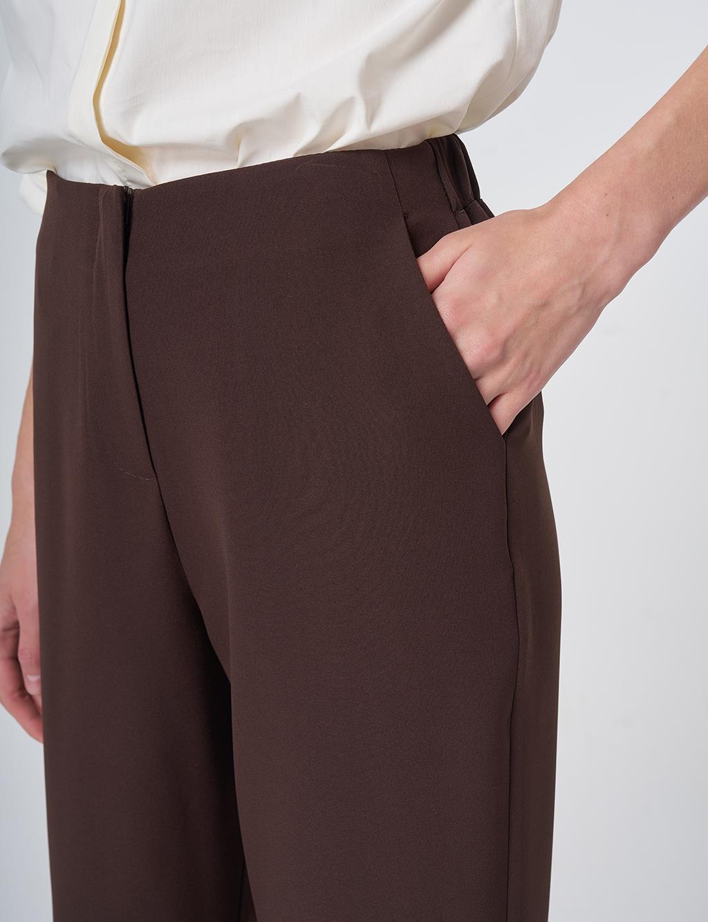Basic Fabric Trousers - Dark Brown