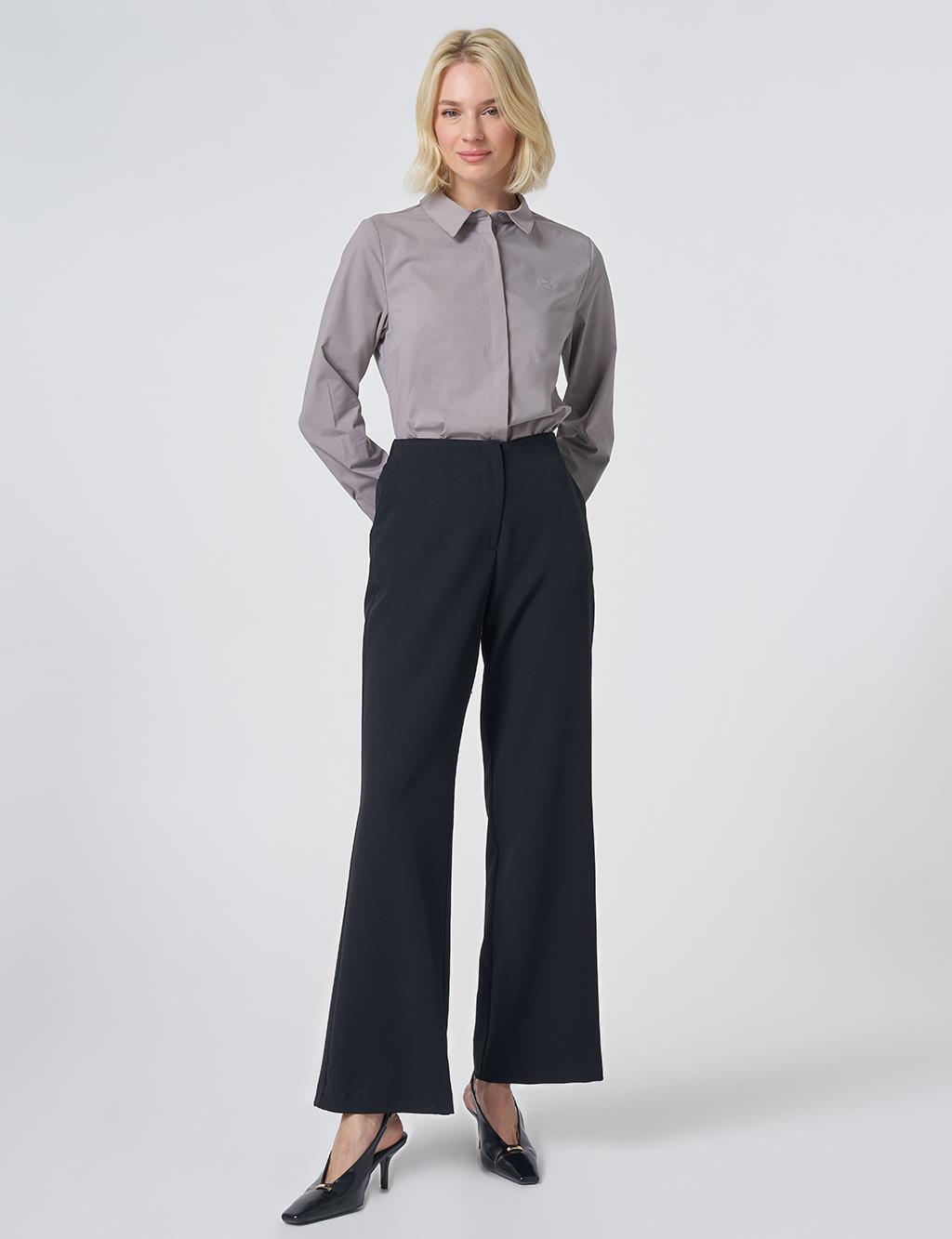 Basic Fabric Trousers - Black