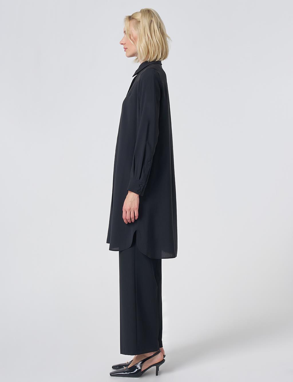 Hidden Placket Basic Modal Tunic – Black