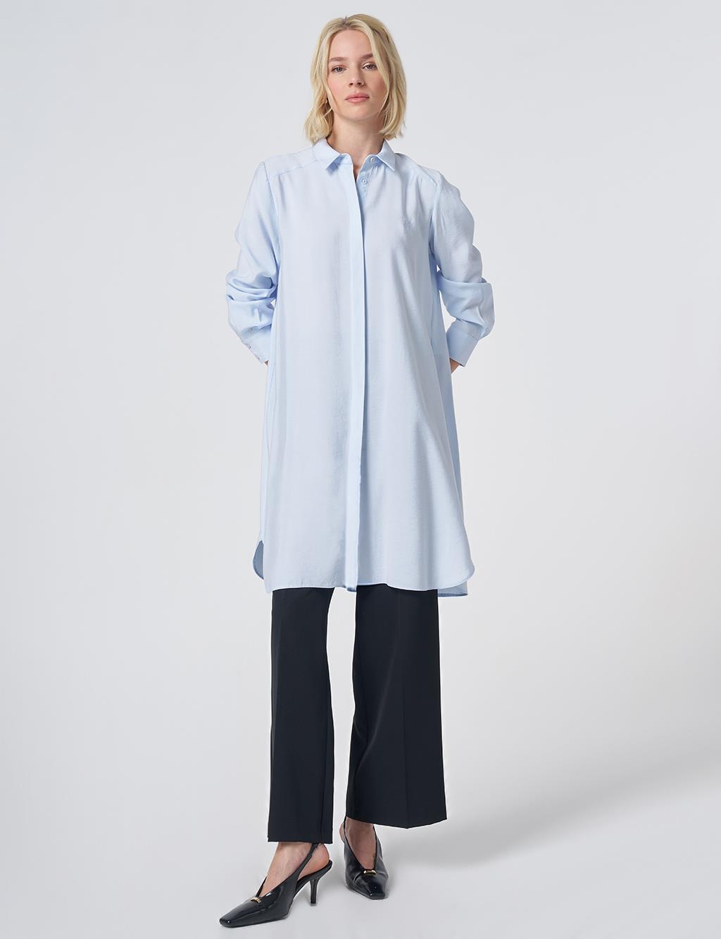 Hidden Placket Basic Modal Tunic – Blue