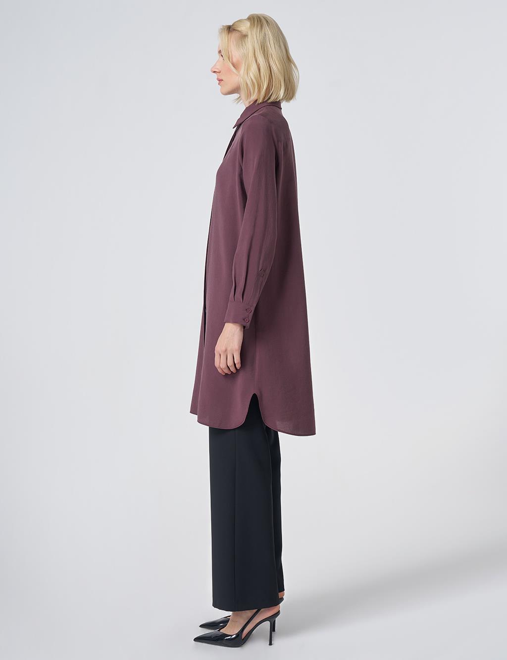 Hidden Placket Basic Modal Tunic – Burgundy