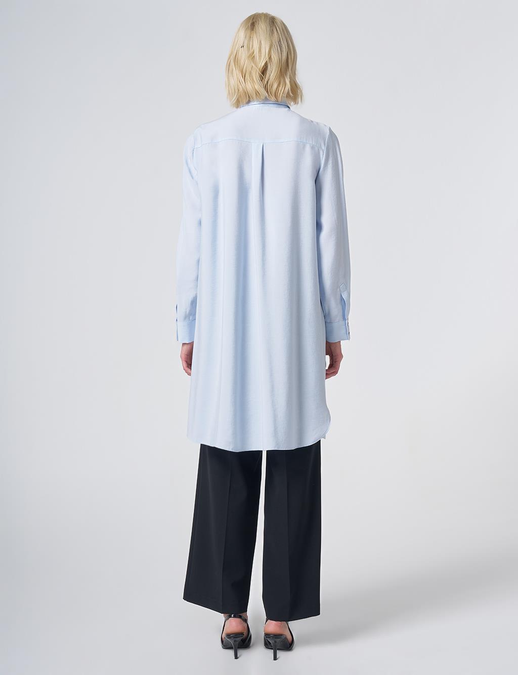 Hidden Placket Basic Modal Tunic – Blue