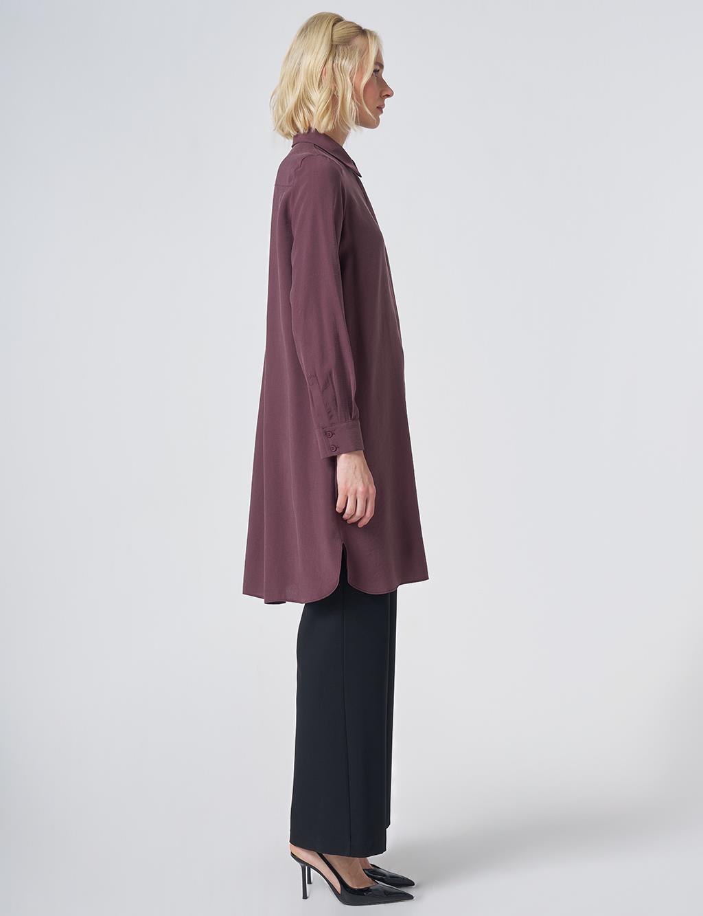 Hidden Placket Basic Modal Tunic – Burgundy