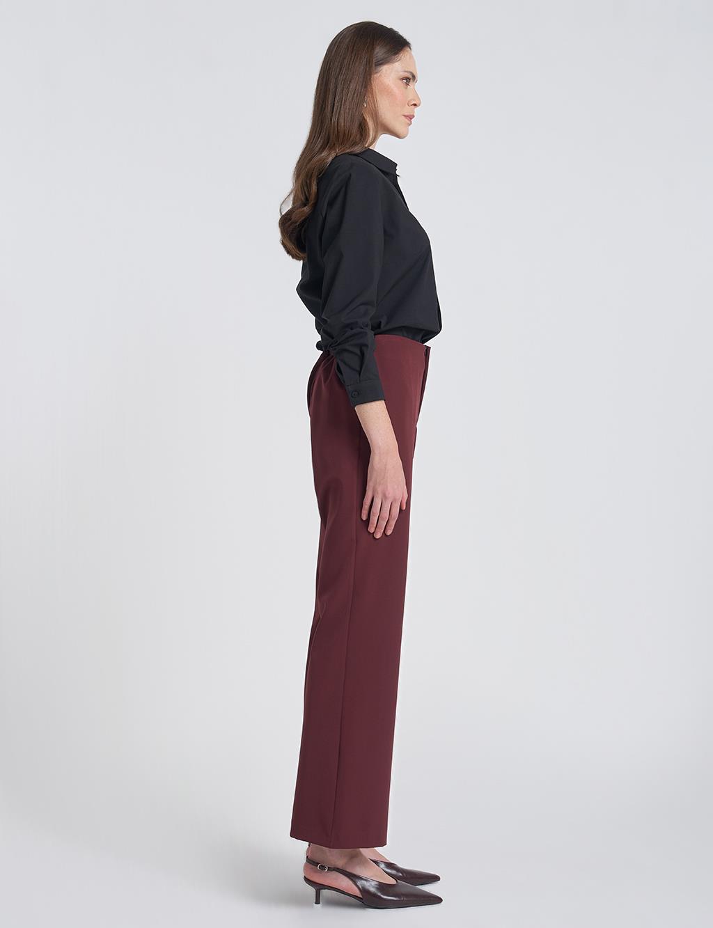 Basic Fabric Trousers - Burgundy