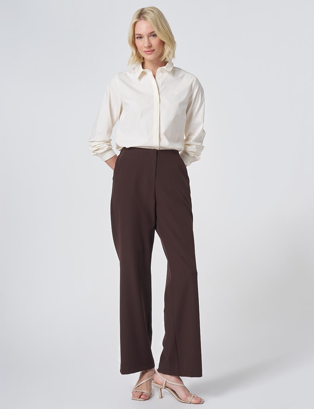 Basic Fabric Trousers - Dark Brown