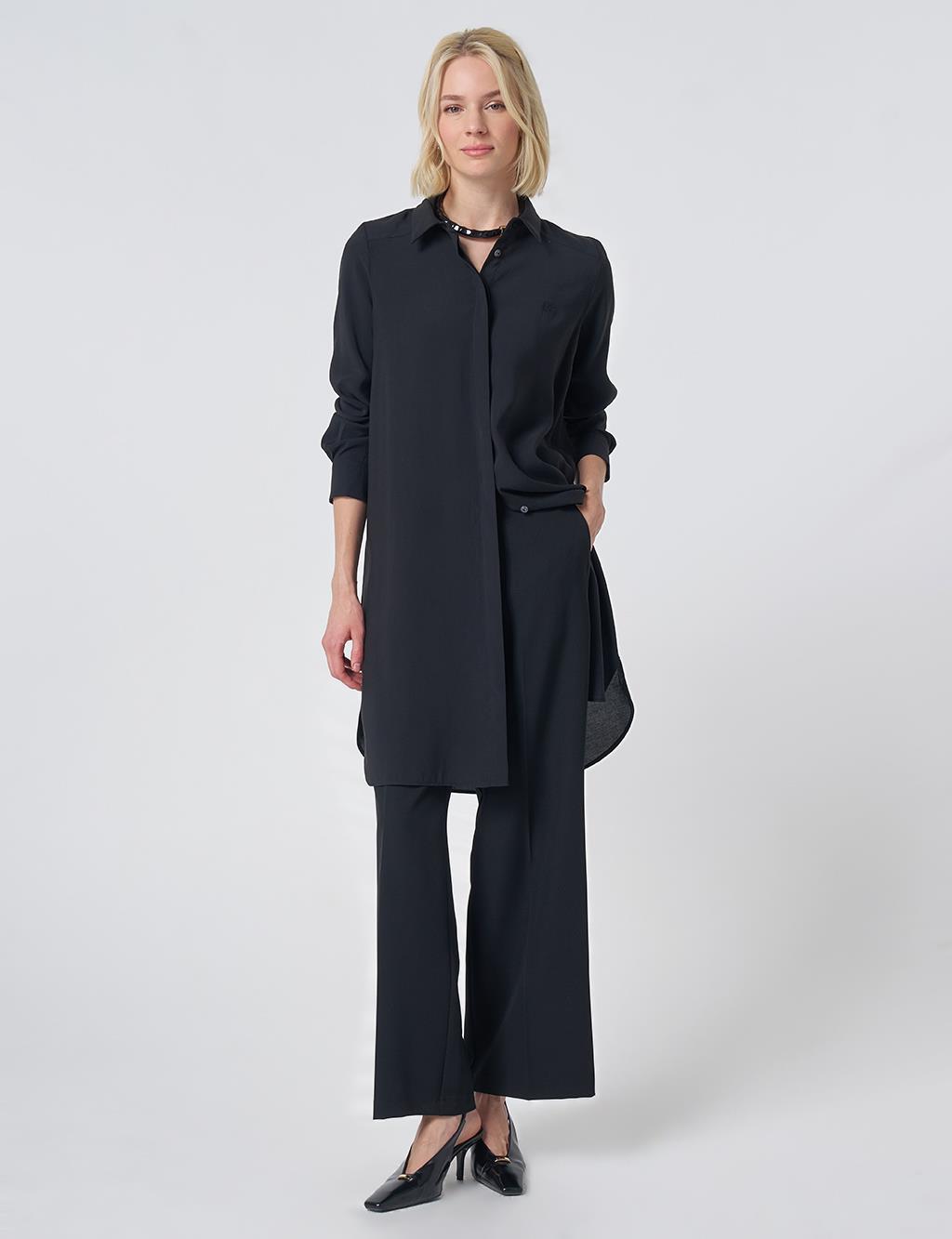 Hidden Placket Basic Modal Tunic – Black