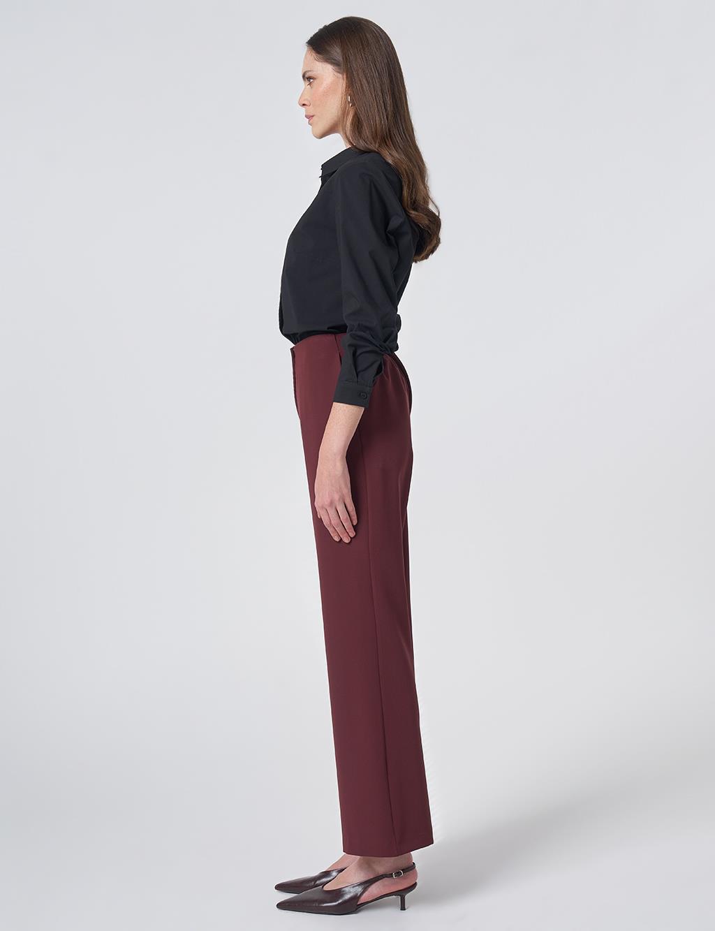 Basic Fabric Trousers - Burgundy
