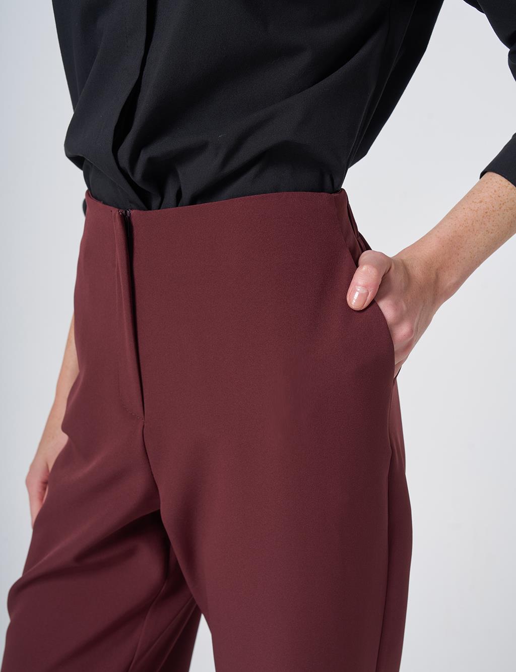 Basic Fabric Trousers - Burgundy