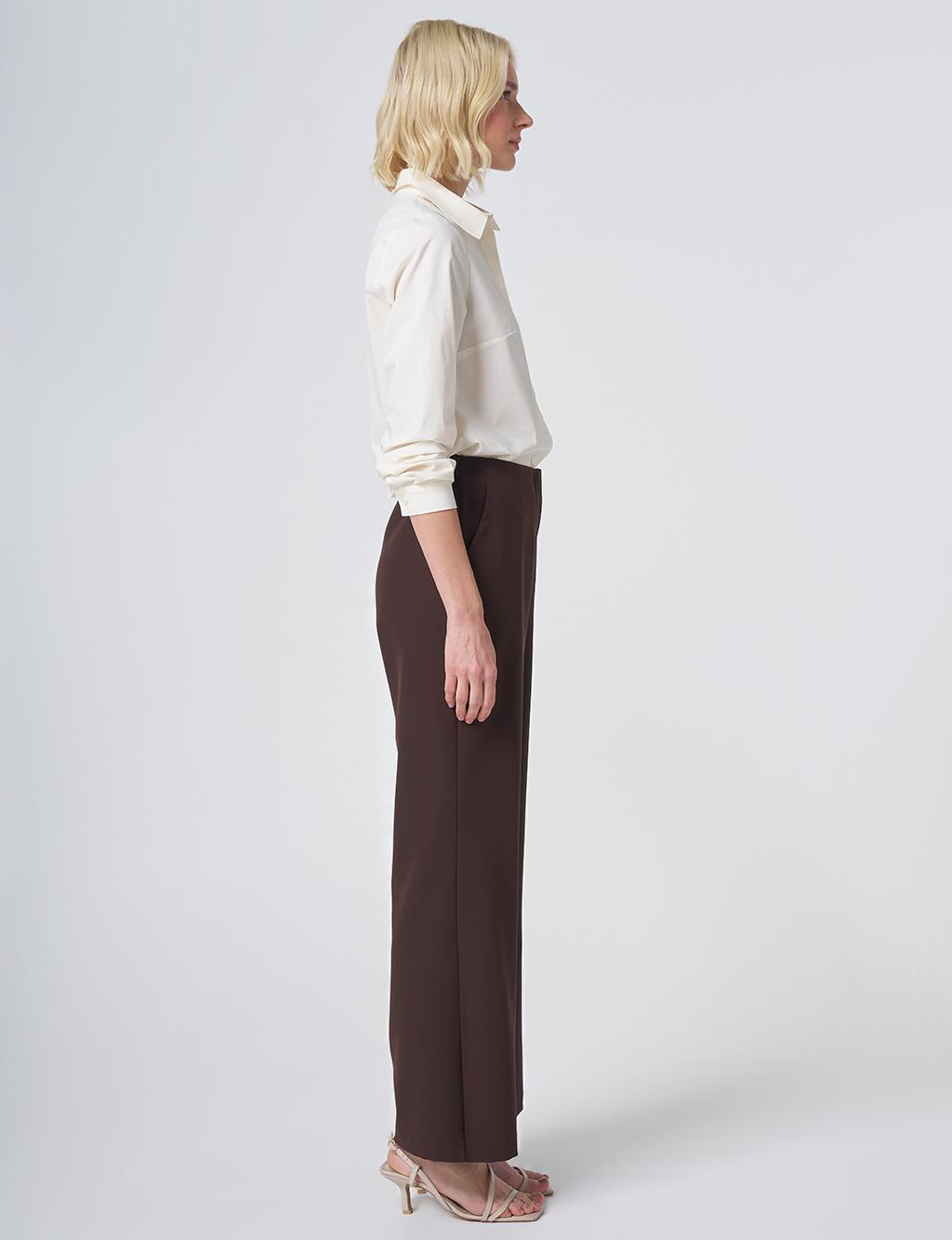 Basic Fabric Trousers - Dark Brown