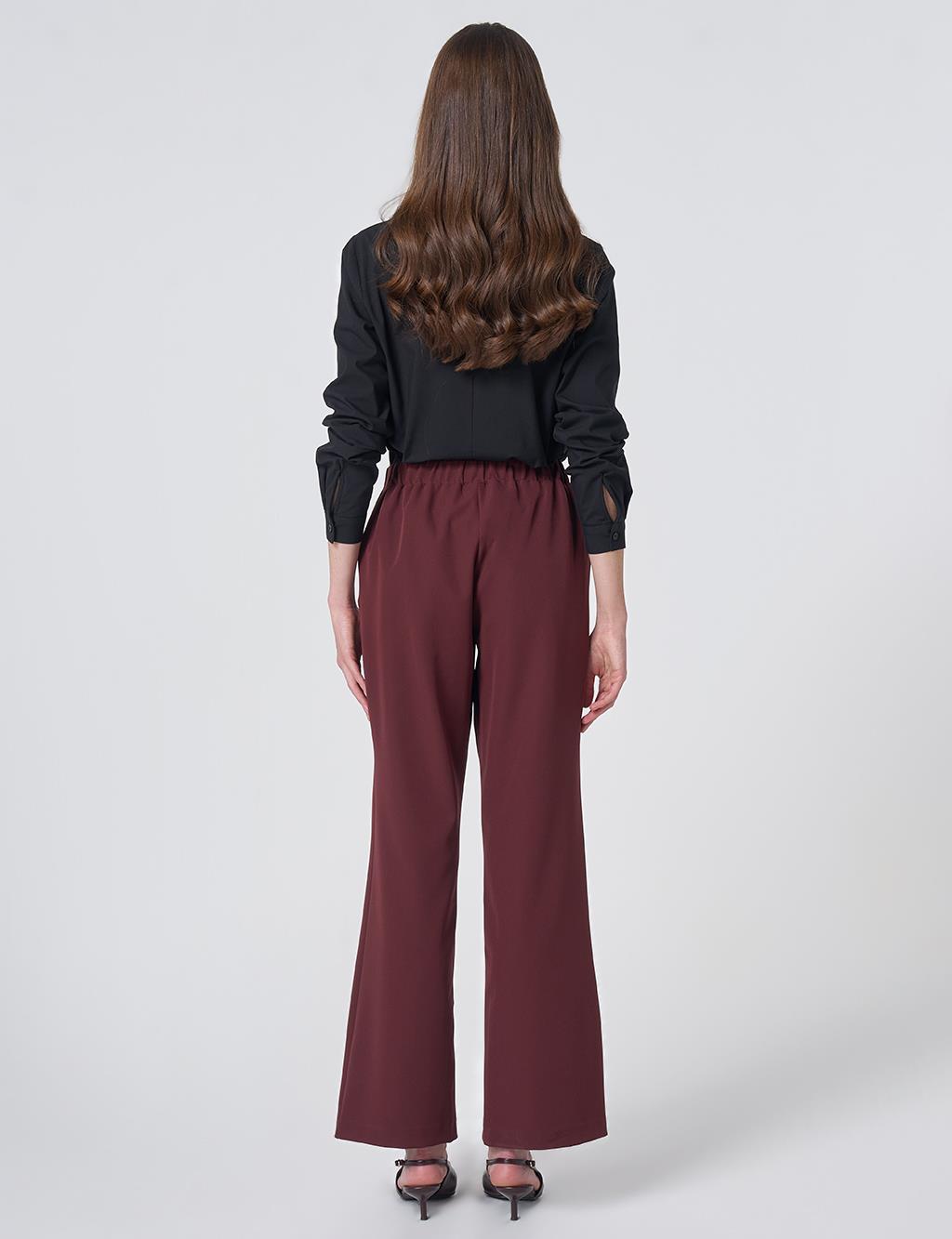 Basic Fabric Trousers - Burgundy