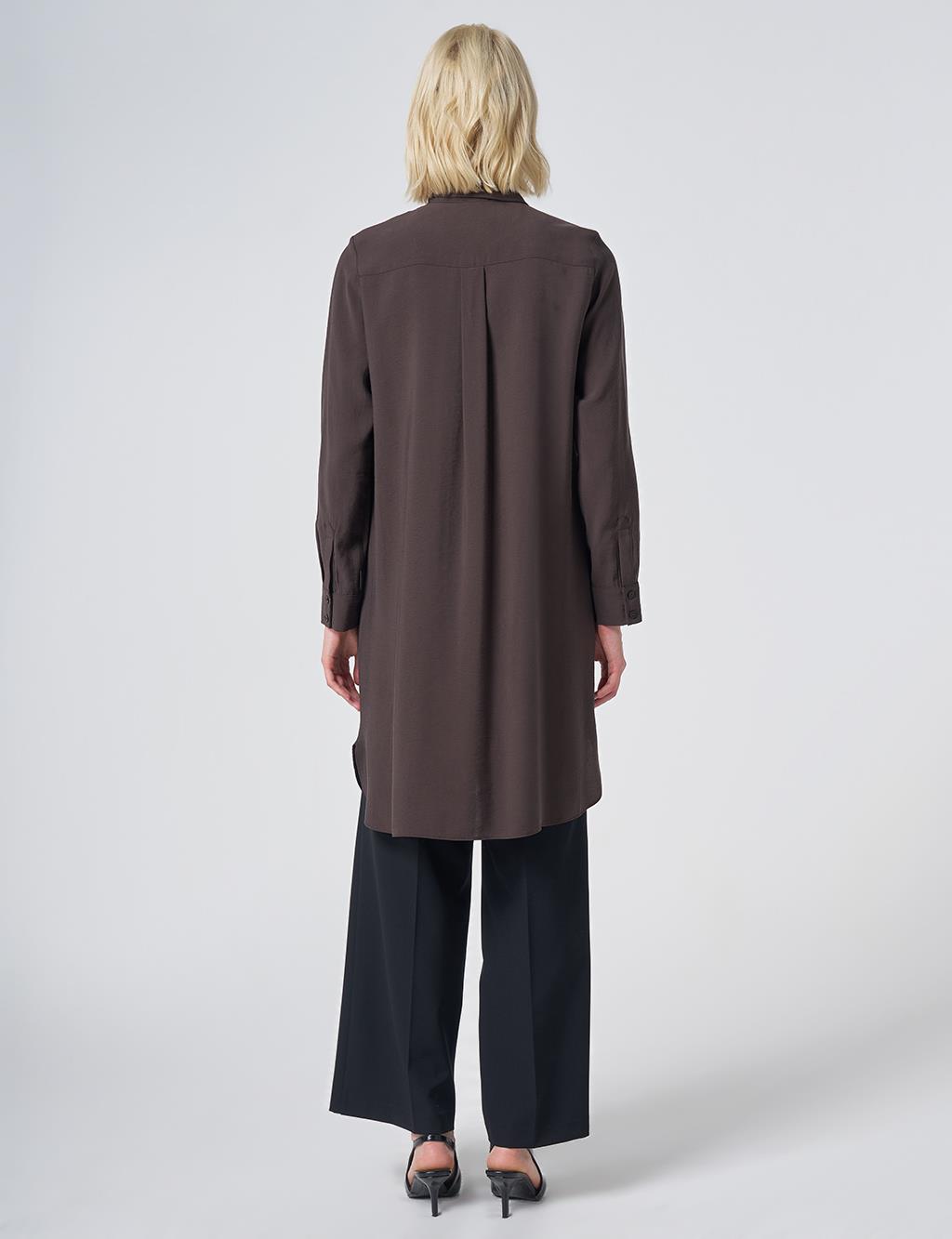 Hidden Placket Basic Modal Tunic – Brown