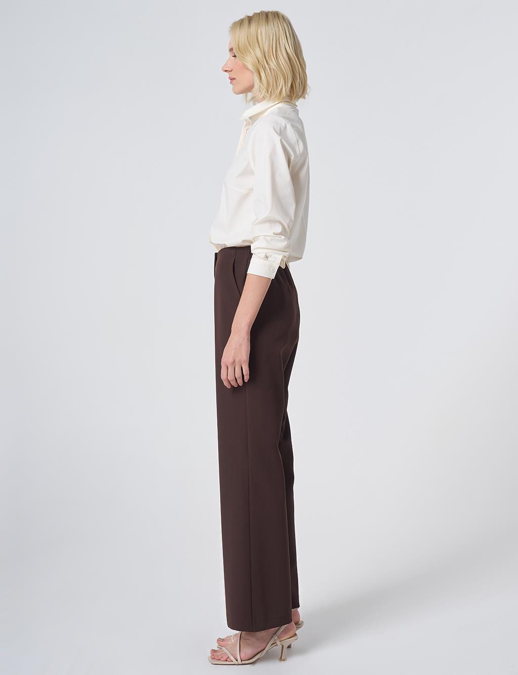 Basic Fabric Trousers - Dark Brown