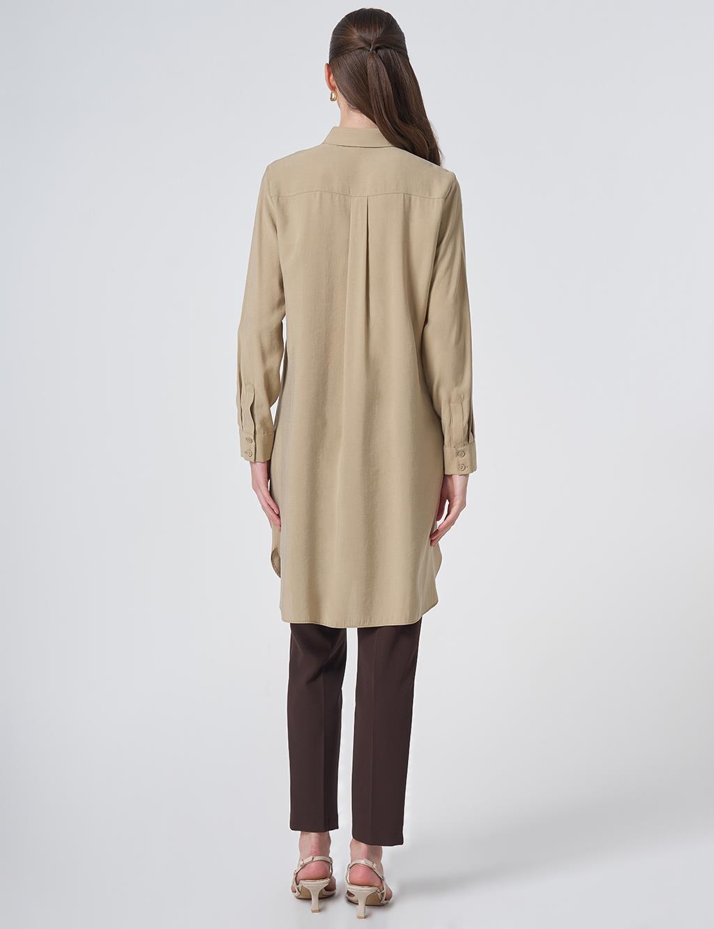 Hidden Placket Basic Modal Tunic – Sand Beige