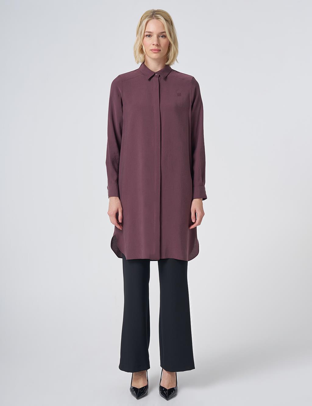 Hidden Placket Basic Modal Tunic – Burgundy